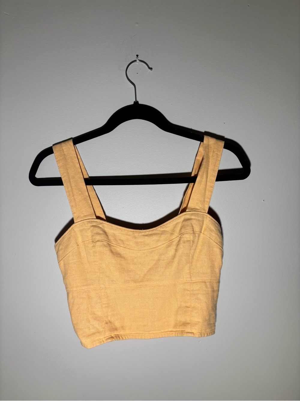 Abercrombie & Fitch Mustard Yellow Linen Blend Crop Top
